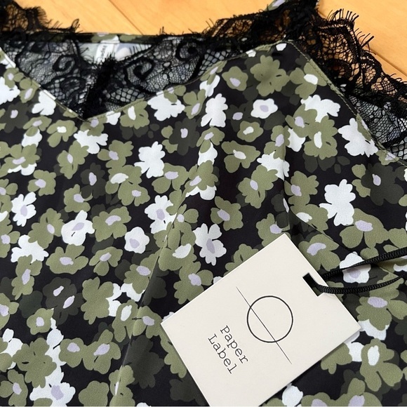 PAPER Label Brand Eyelash Lace Trim Floral Satin Cami - Picture 10 of 10